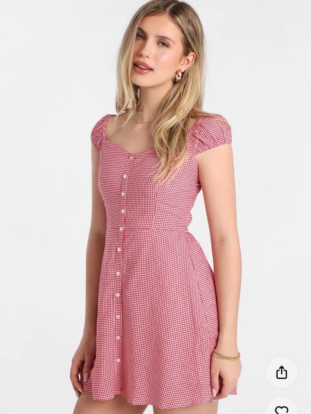 Bluenotes Pink Gingham Button-Front Mini Dress